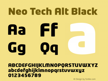 Neo Tech Alt Black Version 1.00 Font Sample