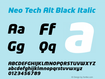 Neo Tech Alt Black Italic Version 1.00 Font Sample