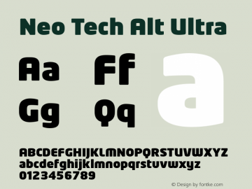 Neo Tech Alt Ultra Version 1.00 Font Sample