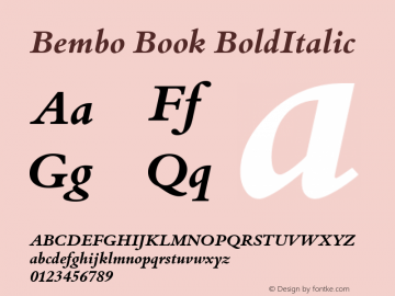 Bembo Book BoldItalic Version 1.00 Font Sample