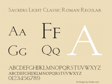 Sackers Light Classic Roman Version 1.00 Font Sample