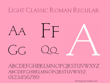 Light Classic Roman Version 1.00 Font Sample