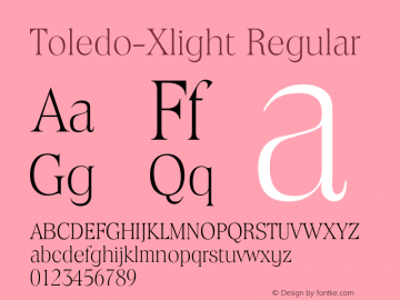 Toledo-Xlight Regular 001.001 Font Sample