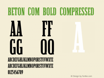 Beton Com Bold Compressed Version 1.01 Font Sample