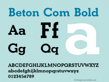 Beton Com Bold Version 1.01 Font Sample