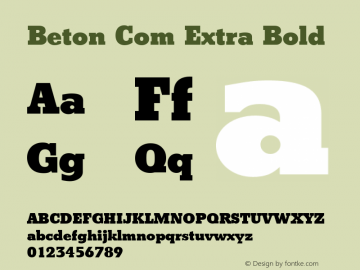 Beton Com Extra Bold Version 1.01 Font Sample