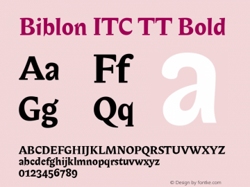 Biblon ITC TT Bold Version 1.00图片样张