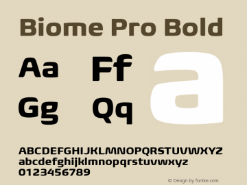 BiomePro-Bold Version 1.000 Font Sample