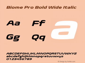 BiomePro-BoldWideIt Version 1.000 Font Sample