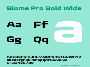 BiomePro-BoldWide Version 1.000 Font Sample