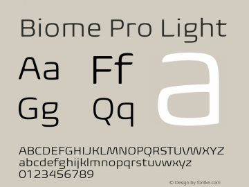 BiomePro-Light Version 1.000 Font Sample