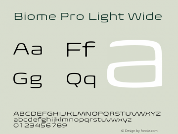 BiomePro-LightWide Version 1.000 Font Sample