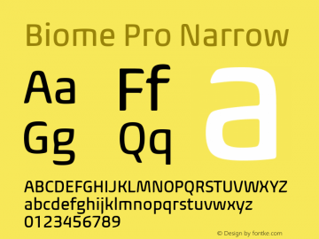 BiomePro-Narrow Version 1.000 Font Sample