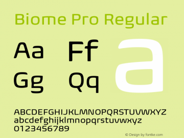 BiomePro-Regular Version 1.000 Font Sample