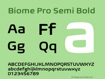 BiomePro-SemiBold Version 1.000 Font Sample