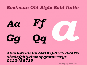 Bookman Old Style Bold Italic Version 2.35 Font Sample