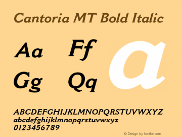 Cantoria MT Bold Italic Version 1.00 - October 2001图片样张