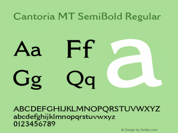 Cantoria MT SemiBold Version 1.00 - October 2001 Font Sample