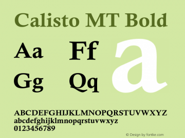 Calisto MT Bold Version 2.0 - June 27, 1995 Font Sample