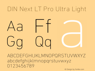 DIN Next LT Pro Ultra Light Version 1.40 Font Sample