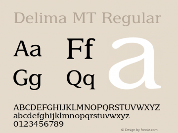 Delima MT Version 1.00 Font Sample