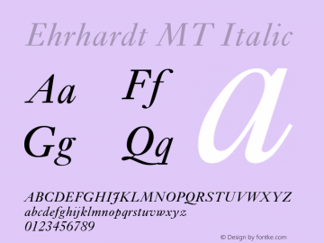 Ehrhardt MT Italic Version 2.0  August 2000图片样张