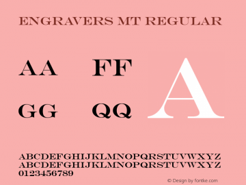 Engravers MT Version 2.00 - May 16, 1996 Font Sample