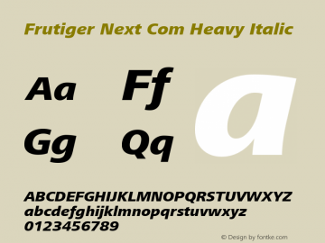 Frutiger Next Com Heavy Italic Version 1.01图片样张