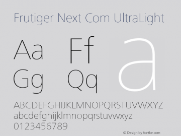 Frutiger Next Com UltraLight Version 1.01图片样张