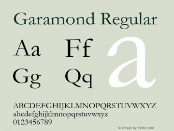 Garamond Version 2.35 Font Sample