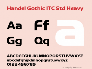Handel Gothic ITC Std Heavy Version 1.00 Font Sample