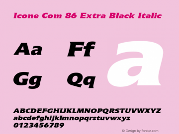 Icone Com 86 Extra Black Italic Version 1.01 Font Sample