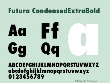 Futura CondensedExtraBold Version 001.000 Font Sample