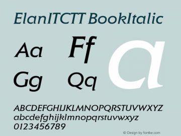 ElanITCTT BookItalic Version 1.00 Font Sample