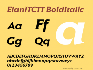 ElanITCTT BoldItalic Version 1.00 Font Sample