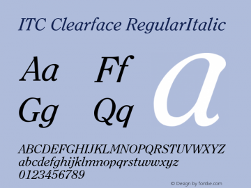 Clearface Regular Italic Version 1.00图片样张