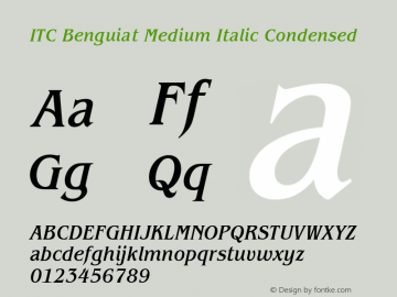 Benguiat MediumCondensed Italic Version 1.00 Font Sample