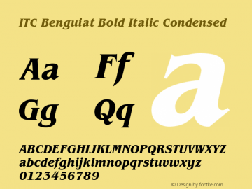 Benguiat BookCondensed Bold Italic Version 1.00 Font Sample