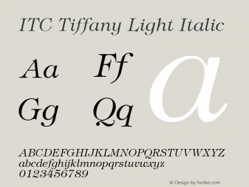 Tiffany Light Italic Version 2.00 Font Sample