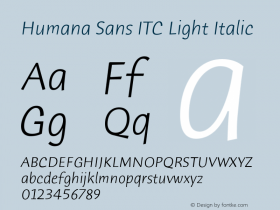 Humana Sans ITC Light Italic Version 1.00图片样张