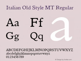 Italian Old Style MT Version 1.00 - May 2001 Font Sample