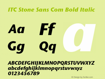 ITC Stone Sans Com Bold Italic Version 1.21 Font Sample