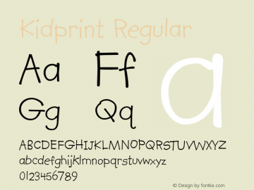 Kidprint Version 1.25 Font Sample