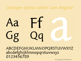 Linotype Syntax Letter Com Regular Version 1.01 Font Sample