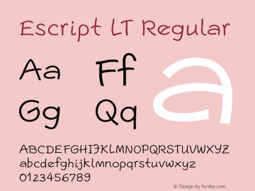 Escript LT Light Version 2.01;2005 Font Sample