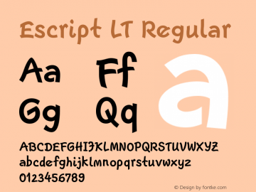 Escript LT Bold Narrow Version 2.01;2005 Font Sample