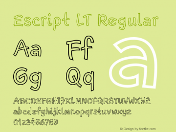 Escript LT Narrow Outline Version 2.01;2005 Font Sample