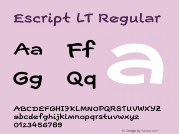 Escript LT Bold Wide Version 2.01;2005 Font Sample