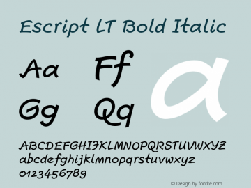 Escript LT Medium Italic Version 2.01;2005 Font Sample