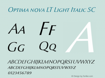 Optima nova LT Light Italic Small Caps Version 1.21 Font Sample